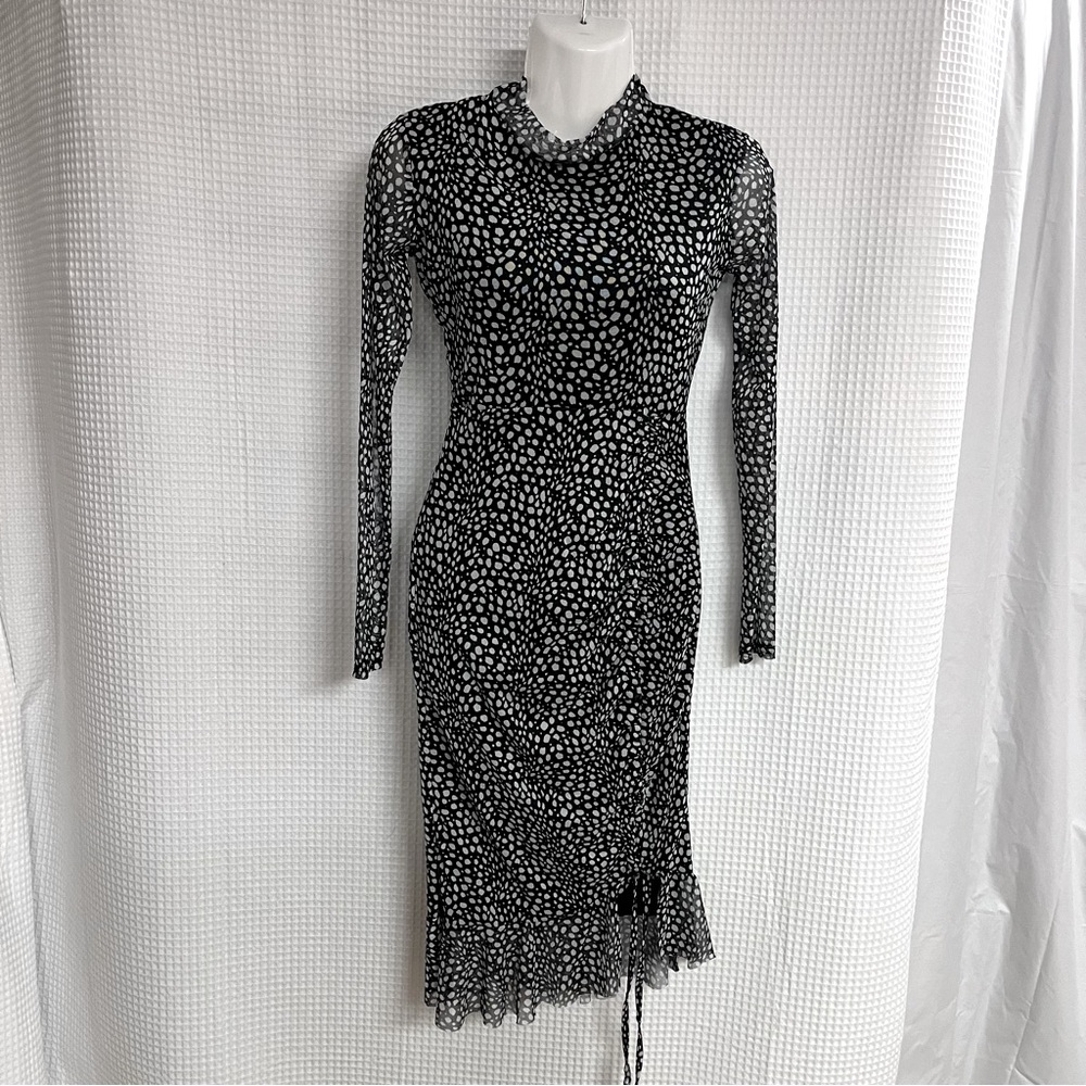 Pretty Little Thing ladies black dalmation print dress size 0
